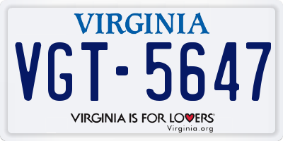 VA license plate VGT5647