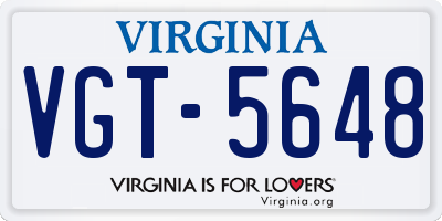 VA license plate VGT5648