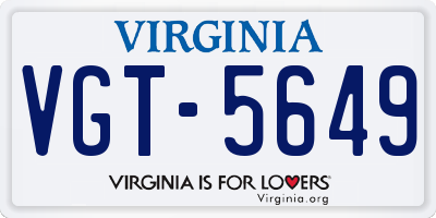 VA license plate VGT5649