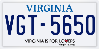VA license plate VGT5650