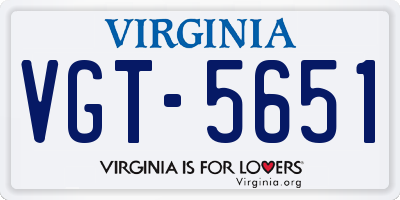 VA license plate VGT5651