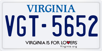 VA license plate VGT5652