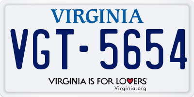 VA license plate VGT5654