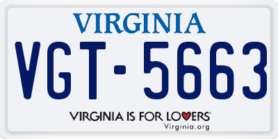 VA license plate VGT5663