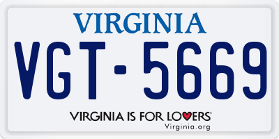 VA license plate VGT5669