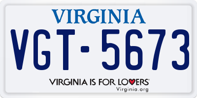 VA license plate VGT5673