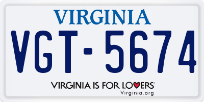 VA license plate VGT5674