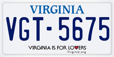 VA license plate VGT5675