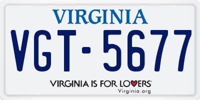 VA license plate VGT5677