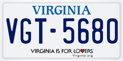 VA license plate VGT5680