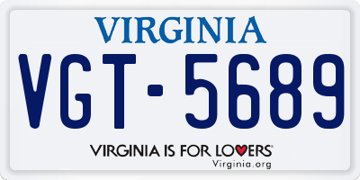 VA license plate VGT5689