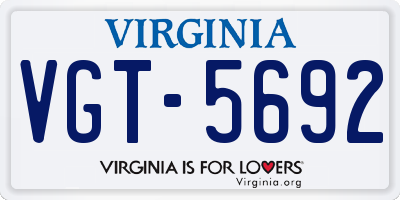 VA license plate VGT5692