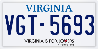 VA license plate VGT5693