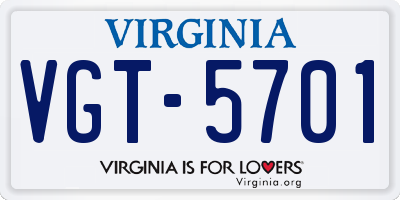 VA license plate VGT5701