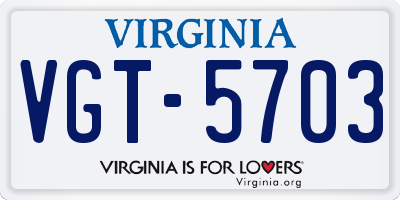 VA license plate VGT5703