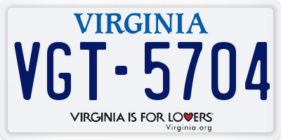 VA license plate VGT5704