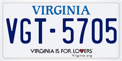 VA license plate VGT5705