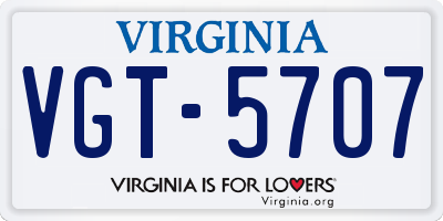 VA license plate VGT5707