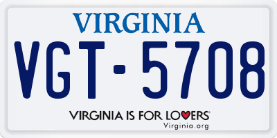 VA license plate VGT5708