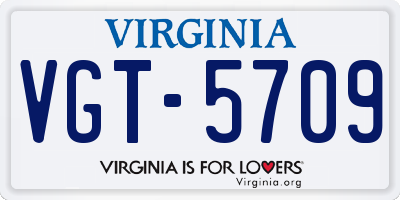VA license plate VGT5709