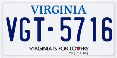 VA license plate VGT5716
