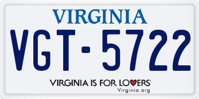 VA license plate VGT5722