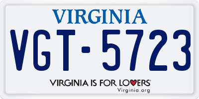 VA license plate VGT5723