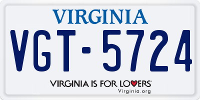 VA license plate VGT5724