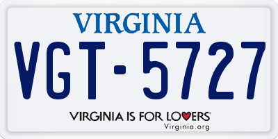 VA license plate VGT5727
