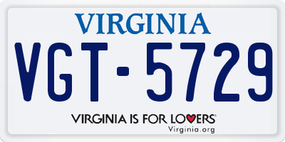 VA license plate VGT5729