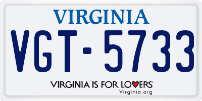 VA license plate VGT5733