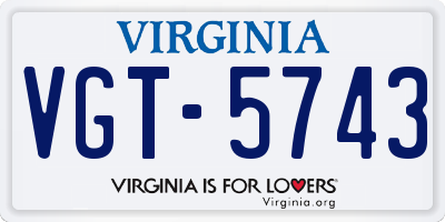 VA license plate VGT5743