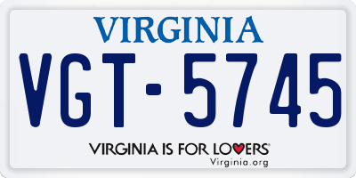 VA license plate VGT5745