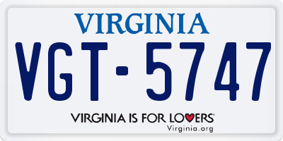 VA license plate VGT5747