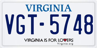 VA license plate VGT5748