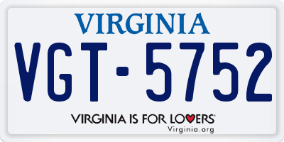 VA license plate VGT5752