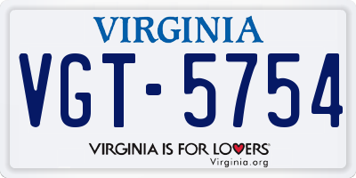 VA license plate VGT5754