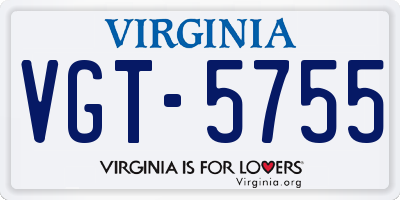 VA license plate VGT5755