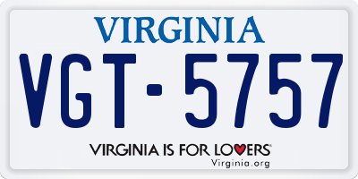 VA license plate VGT5757