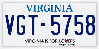 VA license plate VGT5758
