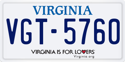 VA license plate VGT5760