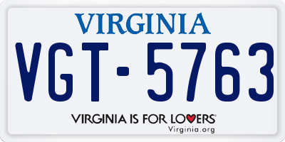 VA license plate VGT5763
