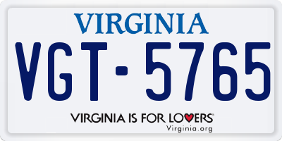 VA license plate VGT5765