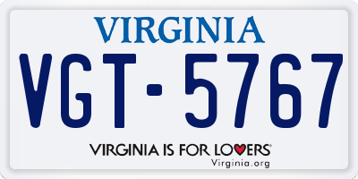 VA license plate VGT5767