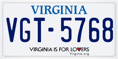 VA license plate VGT5768