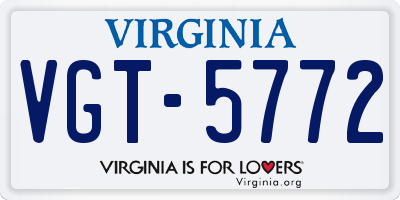 VA license plate VGT5772