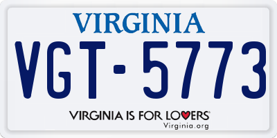 VA license plate VGT5773