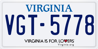 VA license plate VGT5778