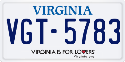 VA license plate VGT5783