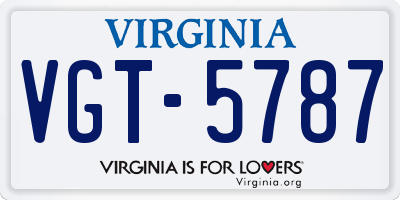 VA license plate VGT5787